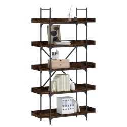 vidaXL Librería de 5 estantes madera ingeniería roble ahumado