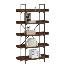 vidaXL Librería 5 estantes madera ingeniería marrón 100x33x180,5 cm