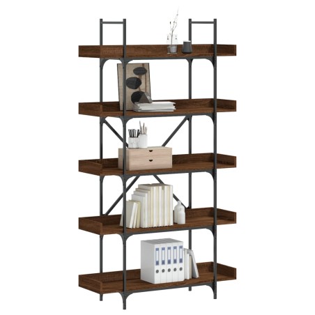 vidaXL Librería 5 estantes madera ingeniería marrón 100x33x180,5 cm