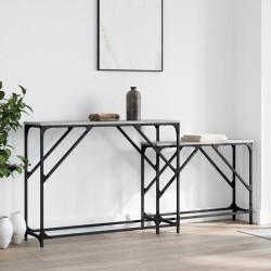 vidaXL Mesas consola apilables 2 pzas madera ingeniería gris Sonoma