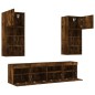 vidaXL Muebles TV pared con LED 5 pzas madera ingeniería roble ahumado