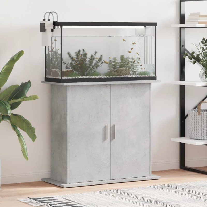 vidaXL Soporte de acuario madera ingeniería gris hormigón 81x36x73 cm vidaXL Soporte de acuario madera ingeniería gris hormigón 81x36x73 cm