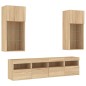vidaXL Muebles TV pared con LED 5 pzas madera ingeniería roble Sonoma vidaXL Muebles TV pared con LED 5 pzas madera ingeniería roble Sonoma