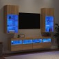 vidaXL Muebles TV pared con LED 5 pzas madera ingeniería roble Sonoma vidaXL Muebles TV pared con LED 5 pzas madera ingeniería roble Sonoma