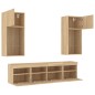 vidaXL Muebles TV pared con LED 5 pzas madera ingeniería roble Sonoma vidaXL Muebles TV pared con LED 5 pzas madera ingeniería roble Sonoma