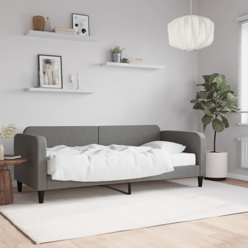 vidaXL Sofá cama con colchón tela gris oscuro 80x200 cm vidaXL Sofá cama con colchón tela gris oscuro 80x200 cm