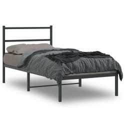 vidaXL Estructura de cama con cabecero metal negro 90x190 cm