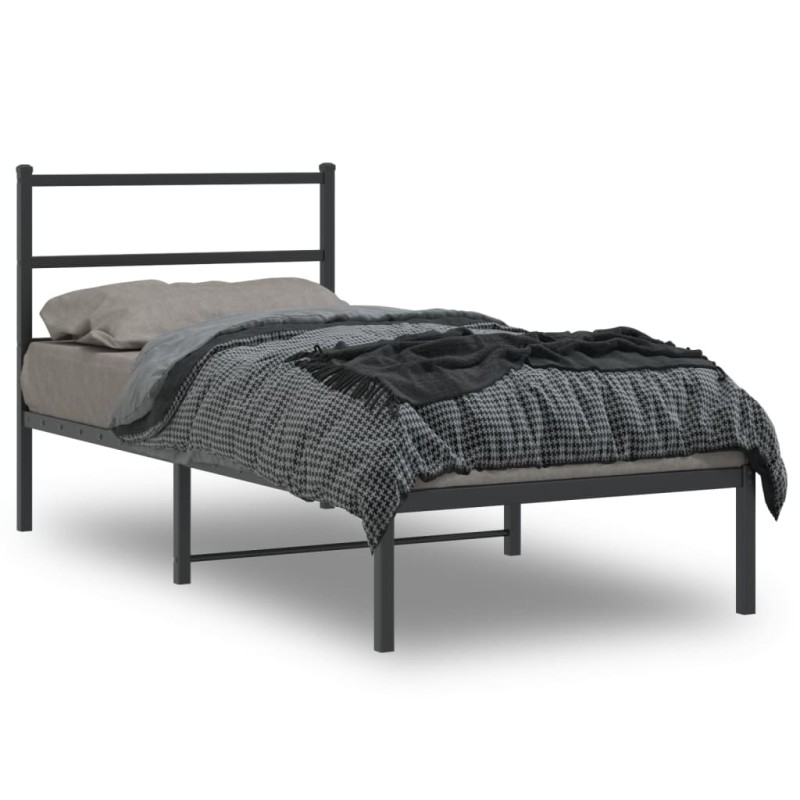 vidaXL Estructura de cama con cabecero metal negro 90x190 cm vidaXL Estructura de cama con cabecero metal negro 90x190 cm