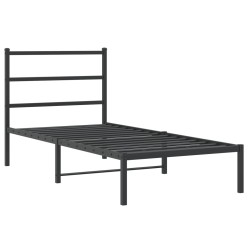 vidaXL Estructura de cama con cabecero metal negro 90x190 cm