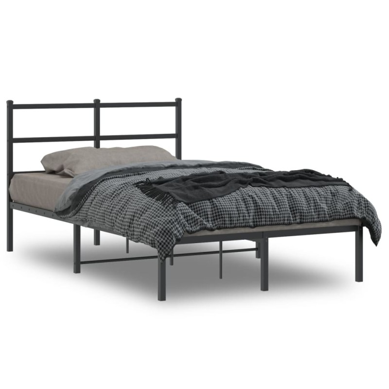 vidaXL Estructura de cama con cabecero metal negro 120x190 cm