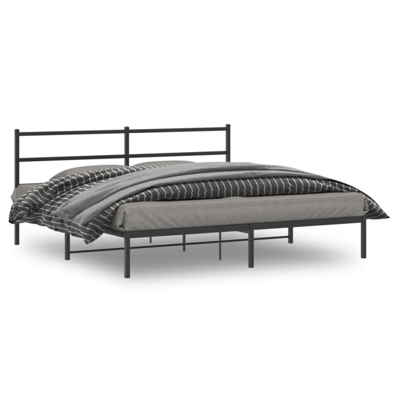 vidaXL Estructura de cama con cabecero metal negro 180x200 cm vidaXL Estructura de cama con cabecero metal negro 180x200 cm