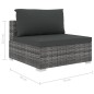 vidaXL Set de muebles de jardín 6 pzas y cojines ratán sintético gris