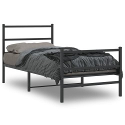 vidaXL Estructura de cama con cabecero y estribo metal negro 90x200 cm