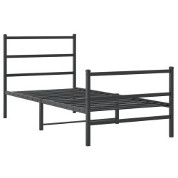 vidaXL Estructura de cama con cabecero y estribo metal negro 90x200 cm