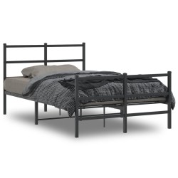 vidaXL Estructura de cama con cabecero y estribo metal negro 120x200cm