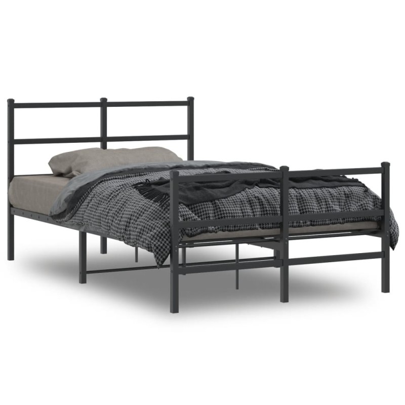 vidaXL Estructura de cama con cabecero y estribo metal negro 120x200cm vidaXL Estructura de cama con cabecero y estribo metal negro 120x200cm
