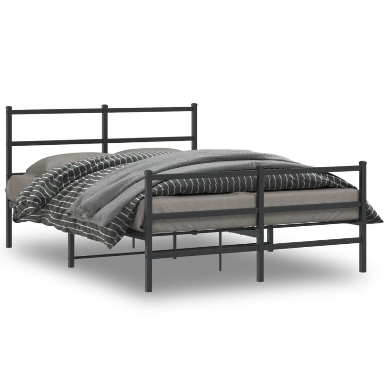 vidaXL Estructura de cama con cabecero y estribo metal negro 140x190cm vidaXL Estructura de cama con cabecero y estribo metal negro 140x190cm