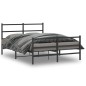 vidaXL Estructura de cama con cabecero y estribo metal negro 140x190cm vidaXL Estructura de cama con cabecero y estribo metal negro 140x190cm