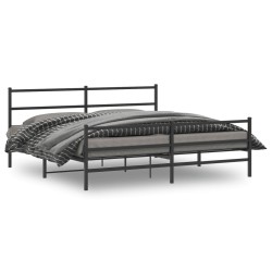vidaXL Estructura de cama con cabecero y estribo metal negro 183x213cm