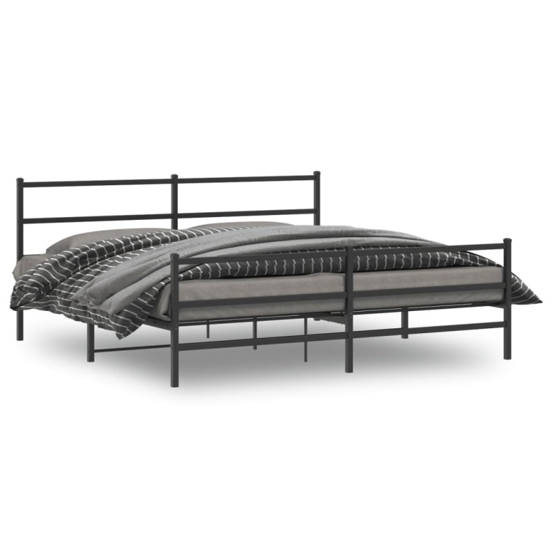 vidaXL Estructura de cama con cabecero y estribo metal negro 183x213cm vidaXL Estructura de cama con cabecero y estribo metal negro 183x213cm