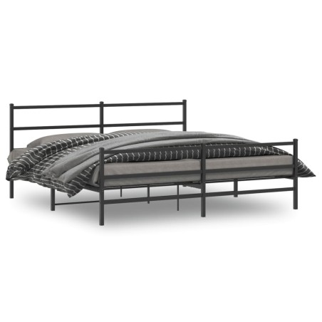 vidaXL Estructura de cama con cabecero y estribo metal negro 183x213cm