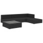 vidaXL Set muebles de jardín 5 piezas y cojines ratán sintético negro vidaXL Set muebles de jardín 5 piezas y cojines ratán sintético negro