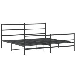 vidaXL Estructura de cama con cabecero y estribo metal negro 183x213cm
