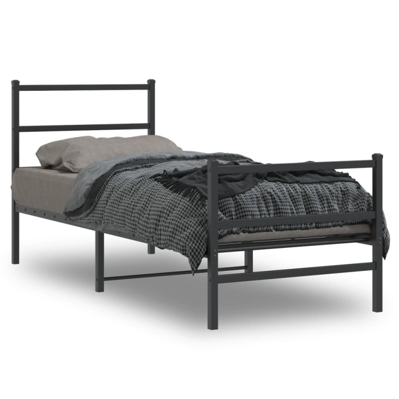 vidaXL Estructura de cama con cabecero y estribo metal negro 80x200 cm vidaXL Estructura de cama con cabecero y estribo metal negro 80x200 cm