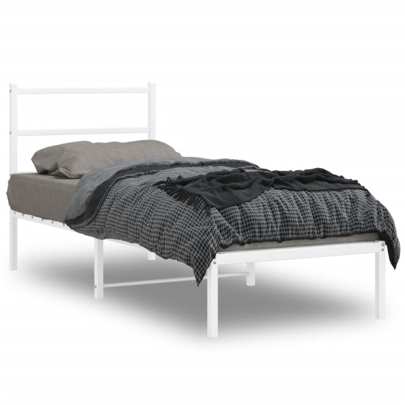 vidaXL Estructura de cama de metal con cabecero blanco 80x200 cm vidaXL Estructura de cama de metal con cabecero blanco 80x200 cm