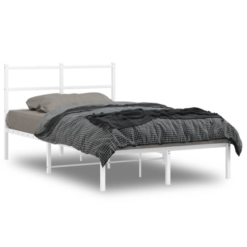 vidaXL Estructura de cama de metal con cabecero blanca 120x190 cm vidaXL Estructura de cama de metal con cabecero blanca 120x190 cm