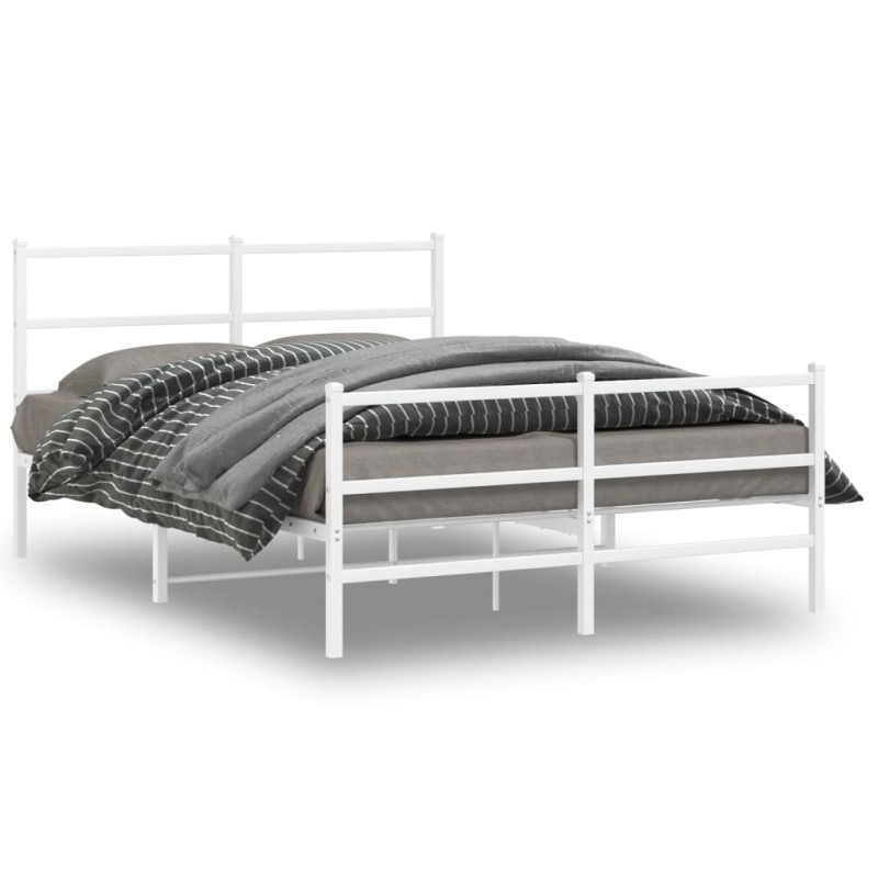 vidaXL Estructura cama metal con cabecero y estribo blanco 140x190 cm vidaXL Estructura cama metal con cabecero y estribo blanco 140x190 cm