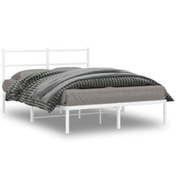 vidaXL Estructura de cama de metal con cabecero blanca 135x190 cm