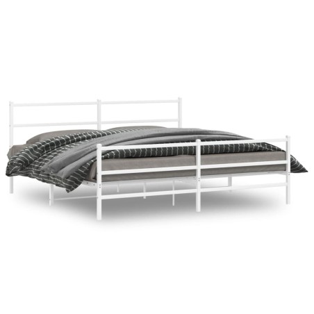 vidaXL Estructura cama metal con cabecero y estribo blanco 200x200 cm