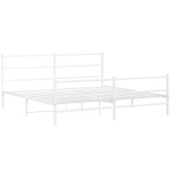 vidaXL Estructura cama metal con cabecero y estribo blanco 200x200 cm