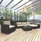 vidaXL Set muebles de jardín 8 piezas y cojines ratán sintético negro