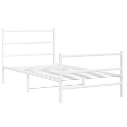 vidaXL Estructura cama metal con cabecero y estribo blanco 100x190 cm