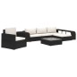 vidaXL Set muebles de jardín 8 piezas y cojines ratán sintético negro