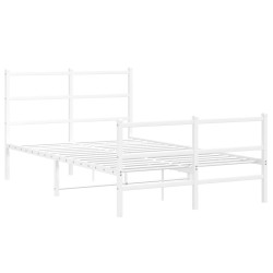 vidaXL Estructura cama metal con cabecero y estribo blanco 120x200 cm