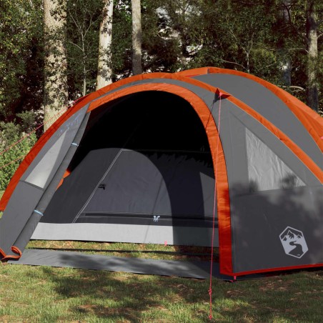 vidaXL Tienda de campaña 4 personas tafetán 185T gris y naranja