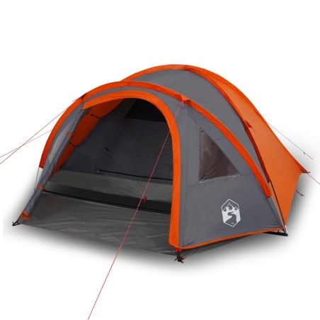 vidaXL Tienda de campaña 4 personas tafetán 185T gris y naranja