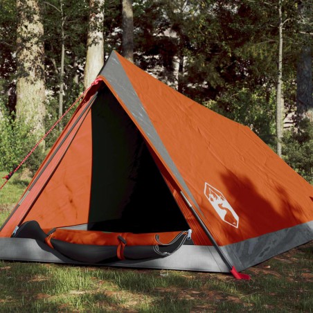 vidaXL Tienda de campaña 2 personas tafetán 185T gris y naranja