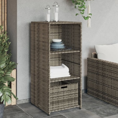 vidaXL Armario de almacenaje de jardín ratán PE gris 50x55x115 cm