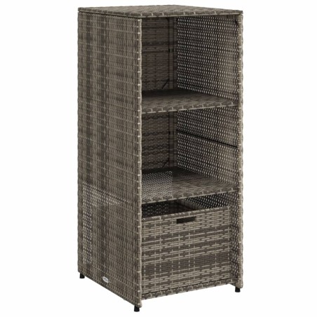 vidaXL Armario de almacenaje de jardín ratán PE gris 50x55x115 cm