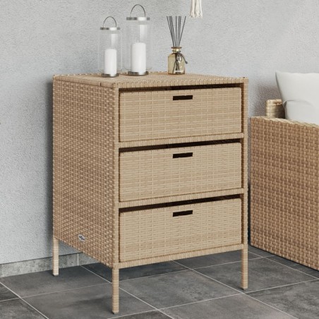 vidaXL Armario de almacenaje de jardín ratán PE beige 55x59x80 cm