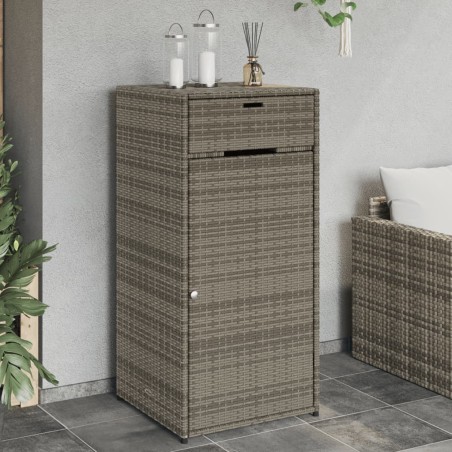 vidaXL Armario de almacenaje de jardín ratán PE gris 55x55x111 cm
