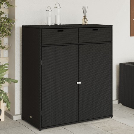 vidaXL Armario de almacenaje de jardín ratán PE negro 105x55x113 cm