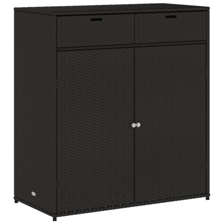 vidaXL Armario de almacenaje de jardín ratán PE negro 105x55x113 cm