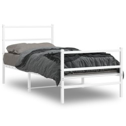 vidaXL Estructura cama metal con cabecero y estribo blanco 90x190 cm