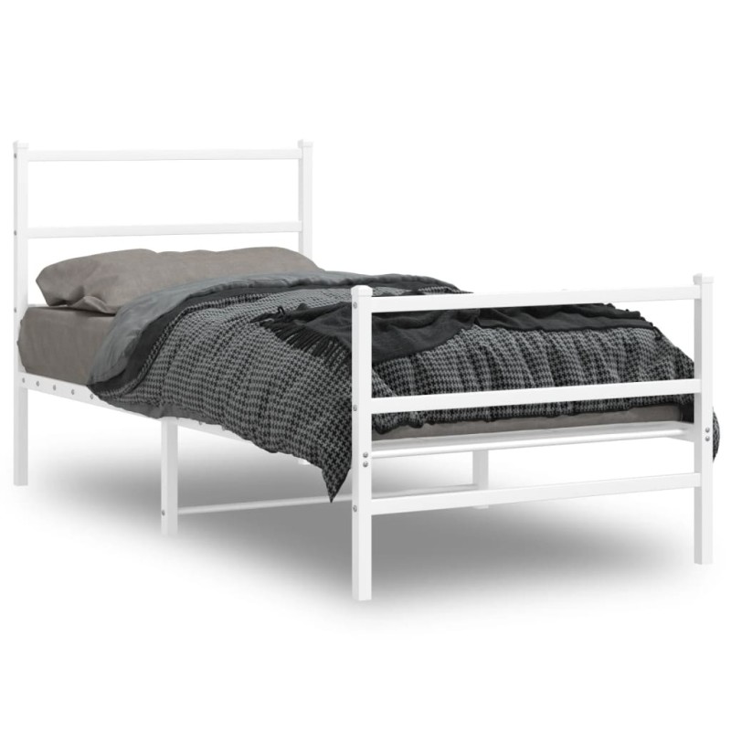 vidaXL Estructura cama metal con cabecero y estribo blanco 90x190 cm vidaXL Estructura cama metal con cabecero y estribo blanco 90x190 cm