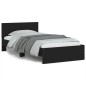 vidaXL Estructura cama con cabecero madera ingeniería negro 100x200 cm vidaXL Estructura cama con cabecero madera ingeniería negro 100x200 cm
